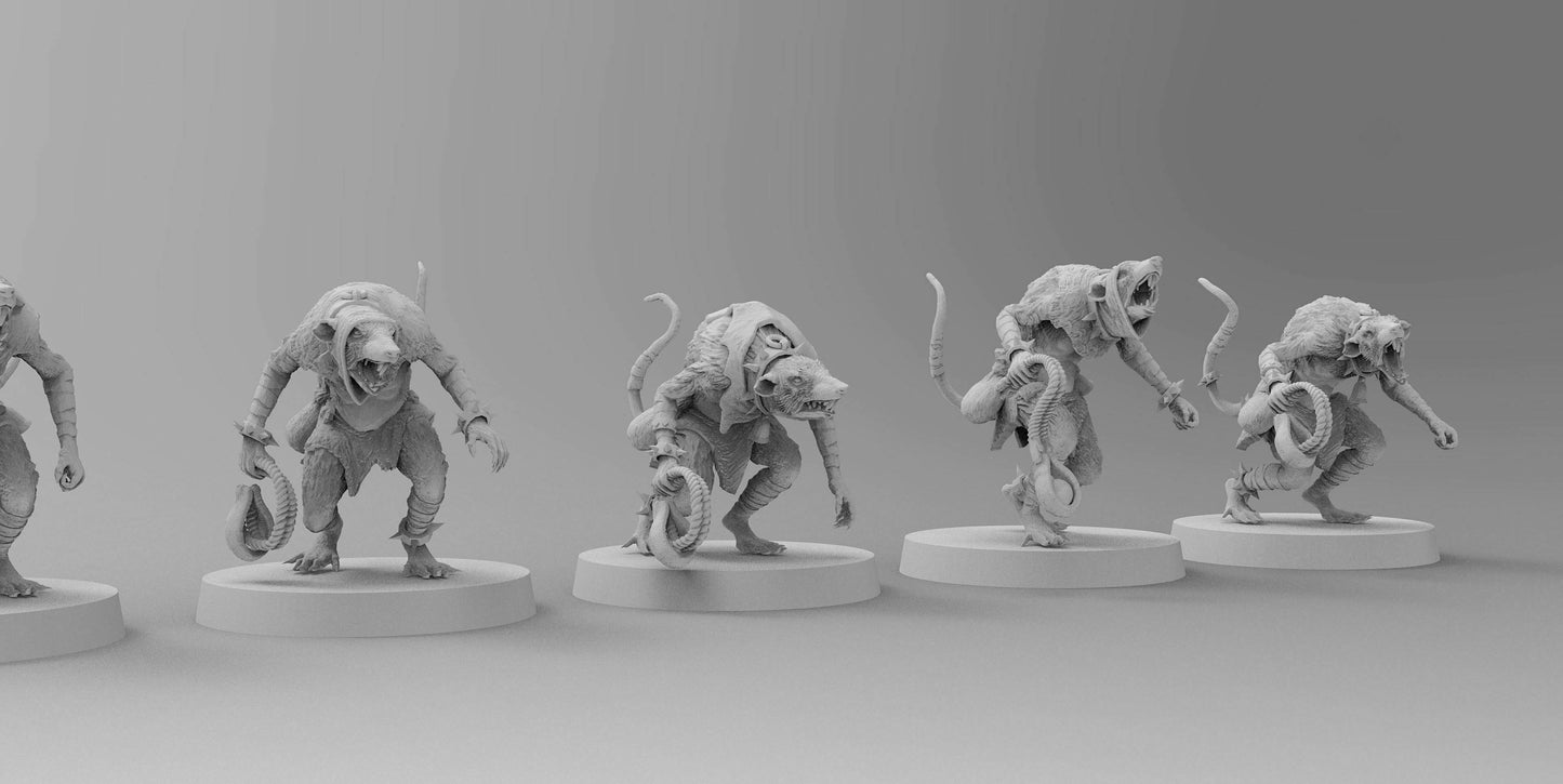 Ratmen Slaves (Slings) | Ratmen Resin 3D Printed Miniature | Warhammer Proxy | RPG | D&D | DnD| EmanG |