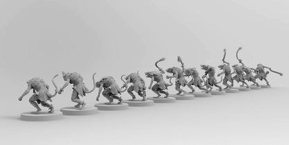 Ratmen Slaves (Slings) | Ratmen Resin 3D Printed Miniature | RPG | D&D | DnD| EmanG |