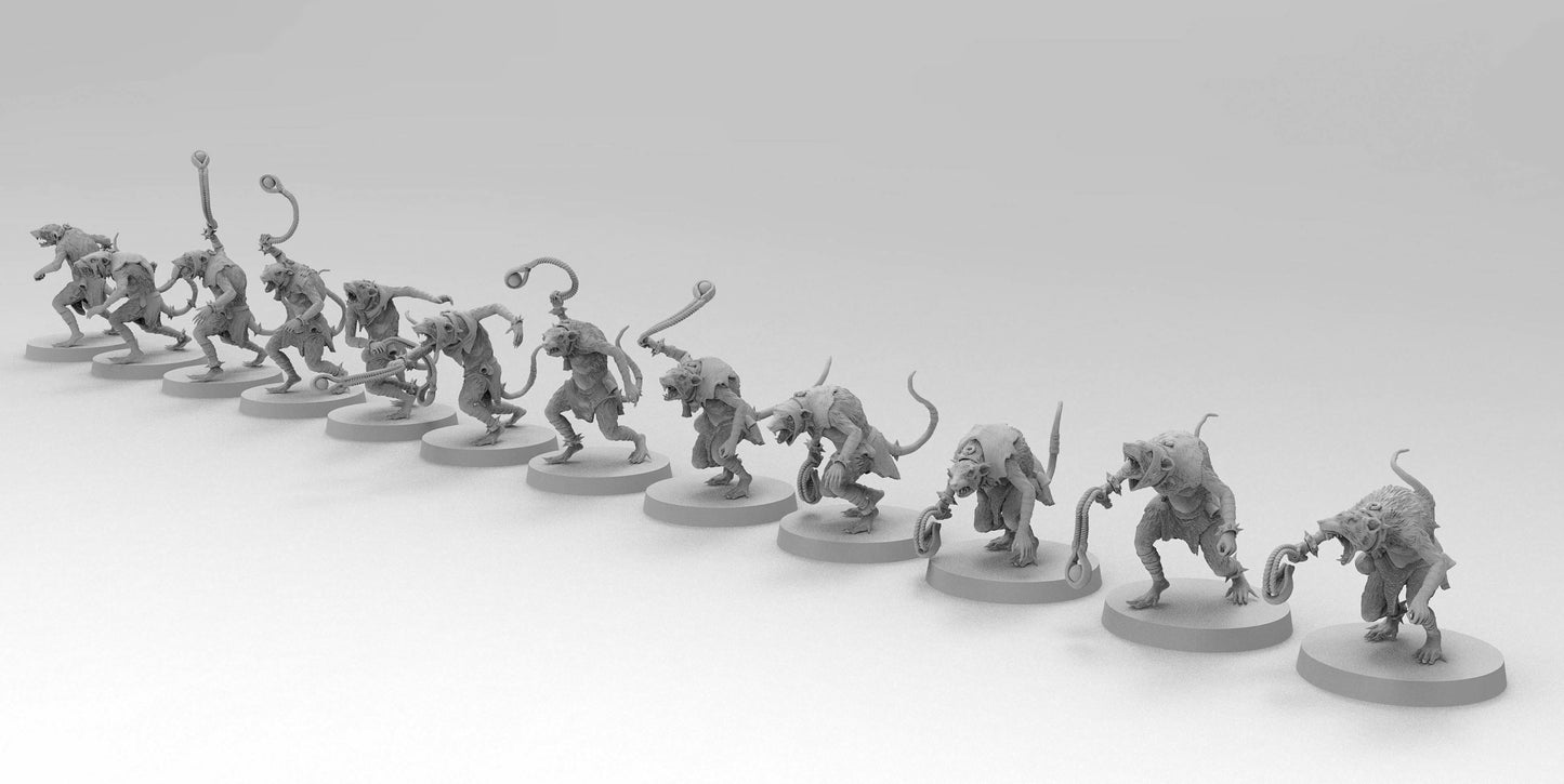 Ratmen Slaves (Slings) | Ratmen Resin 3D Printed Miniature | Warhammer Proxy | RPG | D&D | DnD| EmanG |