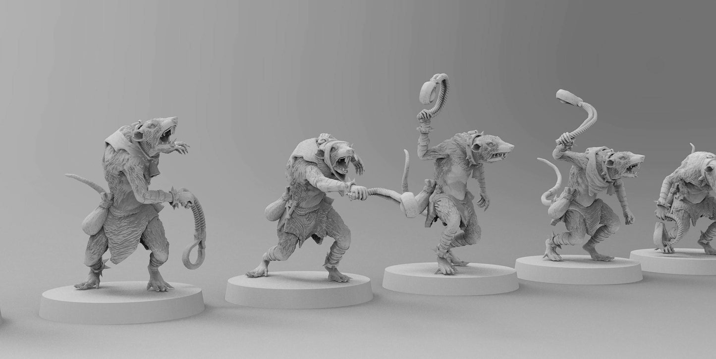 Ratmen Slaves (Slings) | Ratmen Resin 3D Printed Miniature | Warhammer Proxy | RPG | D&D | DnD| EmanG |