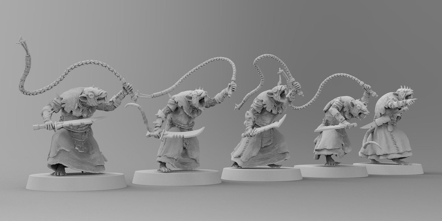 Ratmen Packmasters (Whips) | Ratmen Resin 3D Printed Miniature | Warhammer Proxy | RPG | D&D | DnD| EmanG |