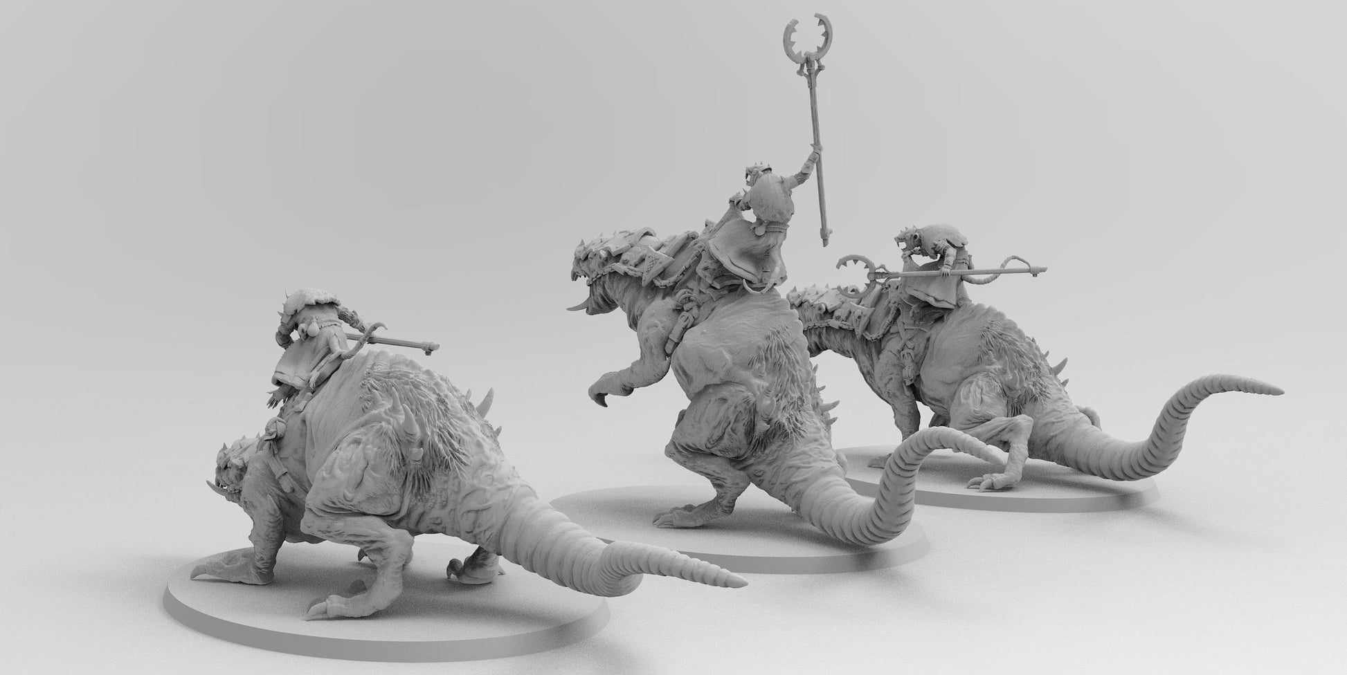 Packmasters on Horrible Rat Mothers | Ratmen Resin 3D Printed Miniature | Warhammer Proxy | RPG | D&D | DnD| EmanG |