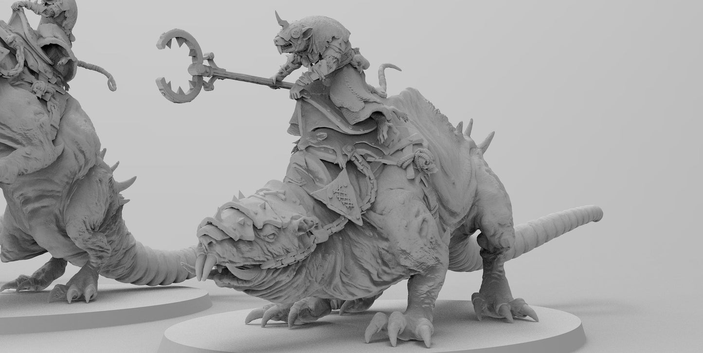 Packmasters on Horrible Rat Mothers | Ratmen Resin 3D Printed Miniature | Warhammer Proxy | RPG | D&D | DnD| EmanG |