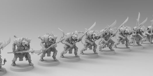 Typhoon Rodents (Halberds) | Ratmen Resin 3D Printed Miniature | Warhammer Proxy | RPG | D&D | DnD | EmanG |