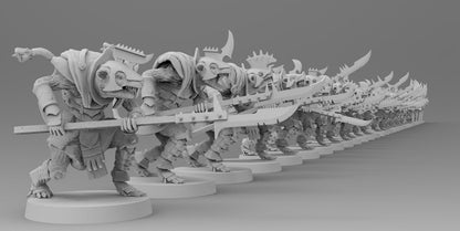 Typhoon Rodents (Halberds) | Ratmen Resin 3D Printed Miniature | RPG | D&D | DnD | EmanG |