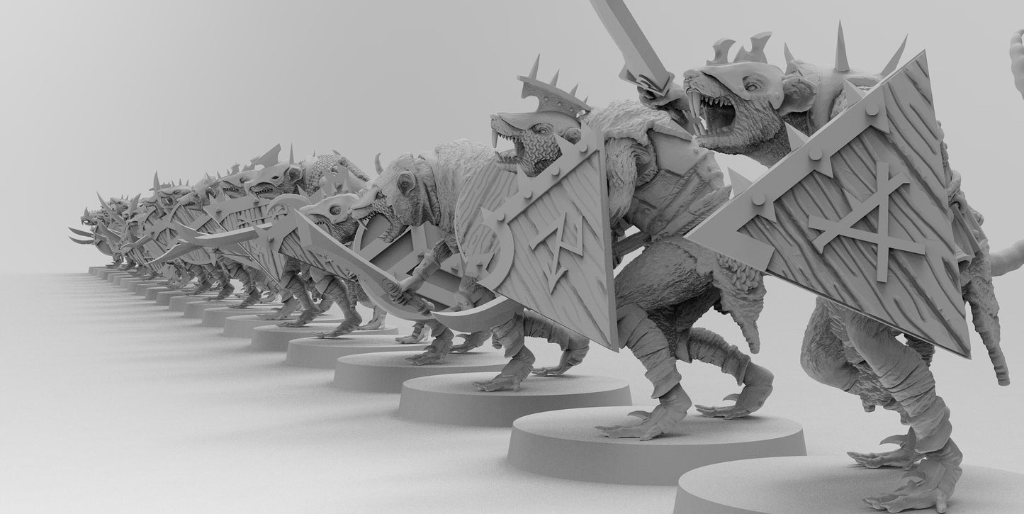 Gang of Ratmen (Swords) | Ratmen Resin 3D Printed Miniature | Warhammer Proxy | RPG | D&D | DnD | EmanG |