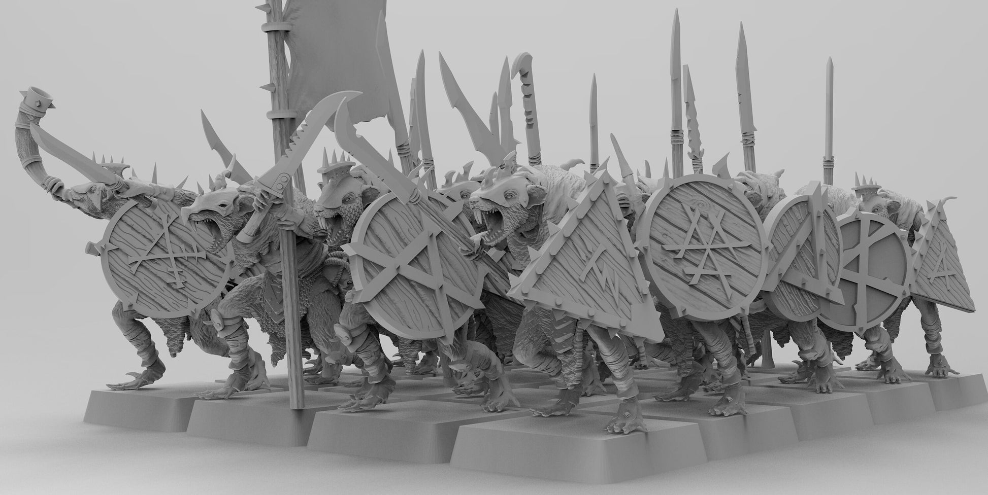 Gang of Ratmen (Spears) | Ratmen Resin 3D Printed Miniature | Warhammer Proxy | RPG | D&D | DnD | EmanG |