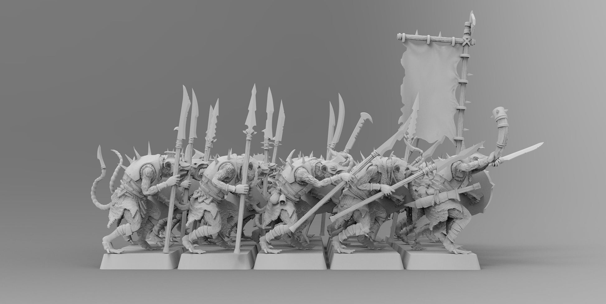 Gang of Ratmen (Spears) | Ratmen Resin 3D Printed Miniature | Warhammer Proxy | RPG | D&D | DnD | EmanG |