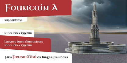 Fountain "A" | 6-28mm Scale | Ivory City | The Print Goes Ever On | RPG | DnD | Table Top Gaming | Buildings and Terrain