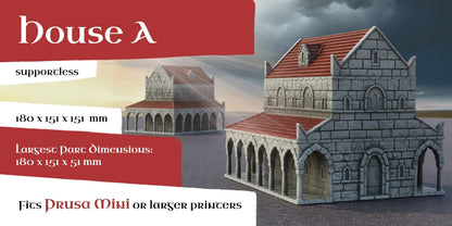 House "A" | 6-28mm Scale | Ivory City | The Print Goes Ever On | RPG | DnD | Table Top Gaming | Buildings and Terrain