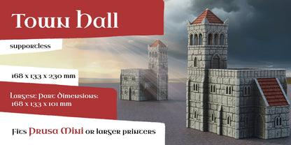 Town Hall | 6-28mm Scale | Ivory City | The Print Goes Ever On | RPG | DnD | Table Top Gaming | Buildings and Terrain