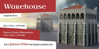 Warehouse | 6-28mm Scale | Ivory City | The Print Goes Ever On | RPG | DnD | Table Top Gaming | Buildings and Terrain