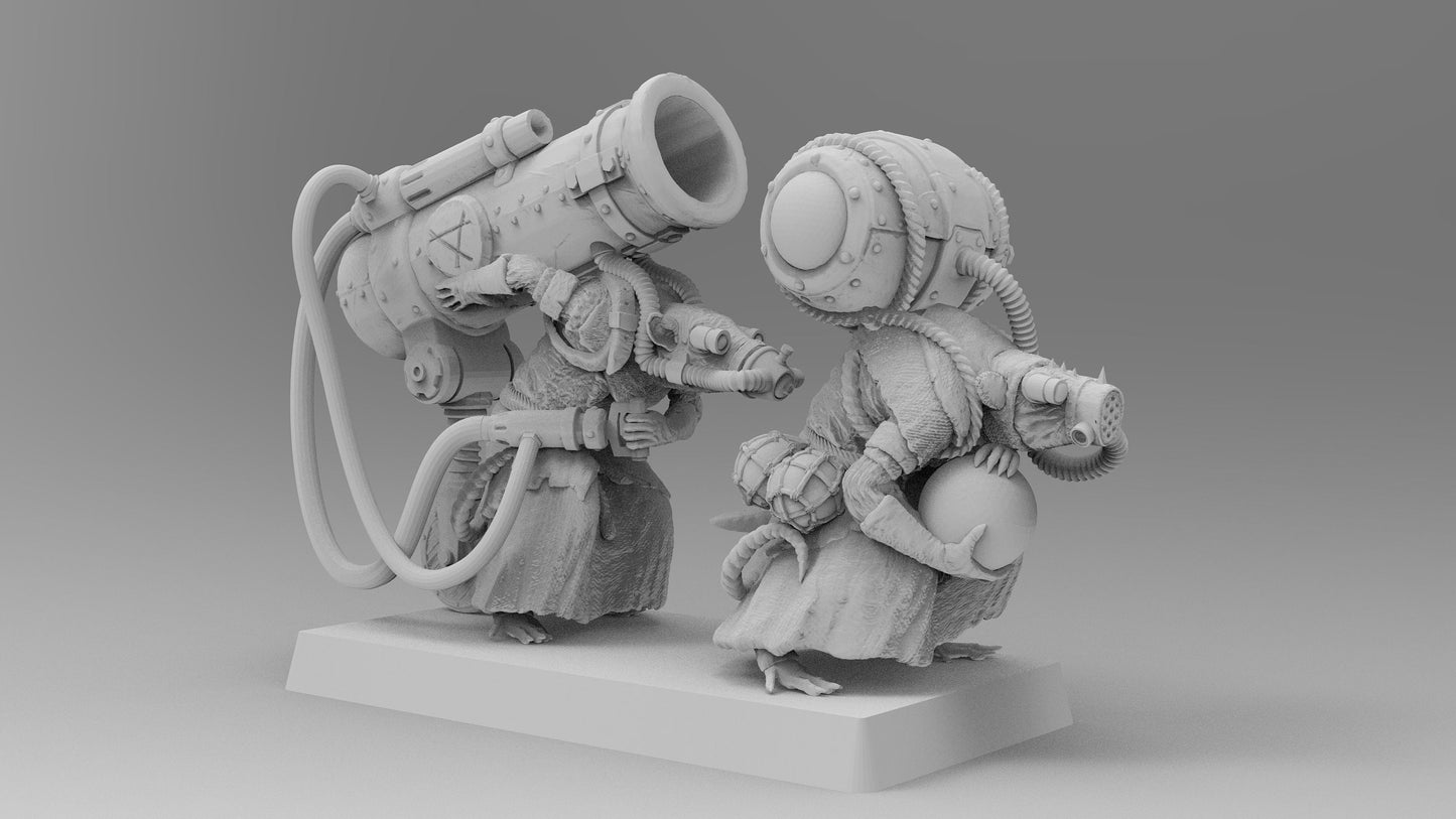 Unholy Mortar Team | Ratmen | Resin 3D Printed Miniature | EmanG