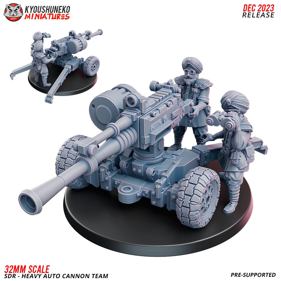 SDR - Heavy Auto Cannon | Sikh Desert Raiders | Grimdark Sci-Fi Tabletop Gaming | Resin 3D Printed Miniature | Kyoushuneko