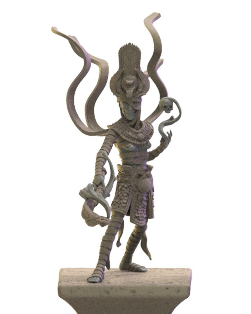 Keket, Necrosorceress on Hamunaptra columns | Undying Dynasties | Lost Kingdom Miniatures | Warhammer Proxy | Kings of War | RPG | Tabletop