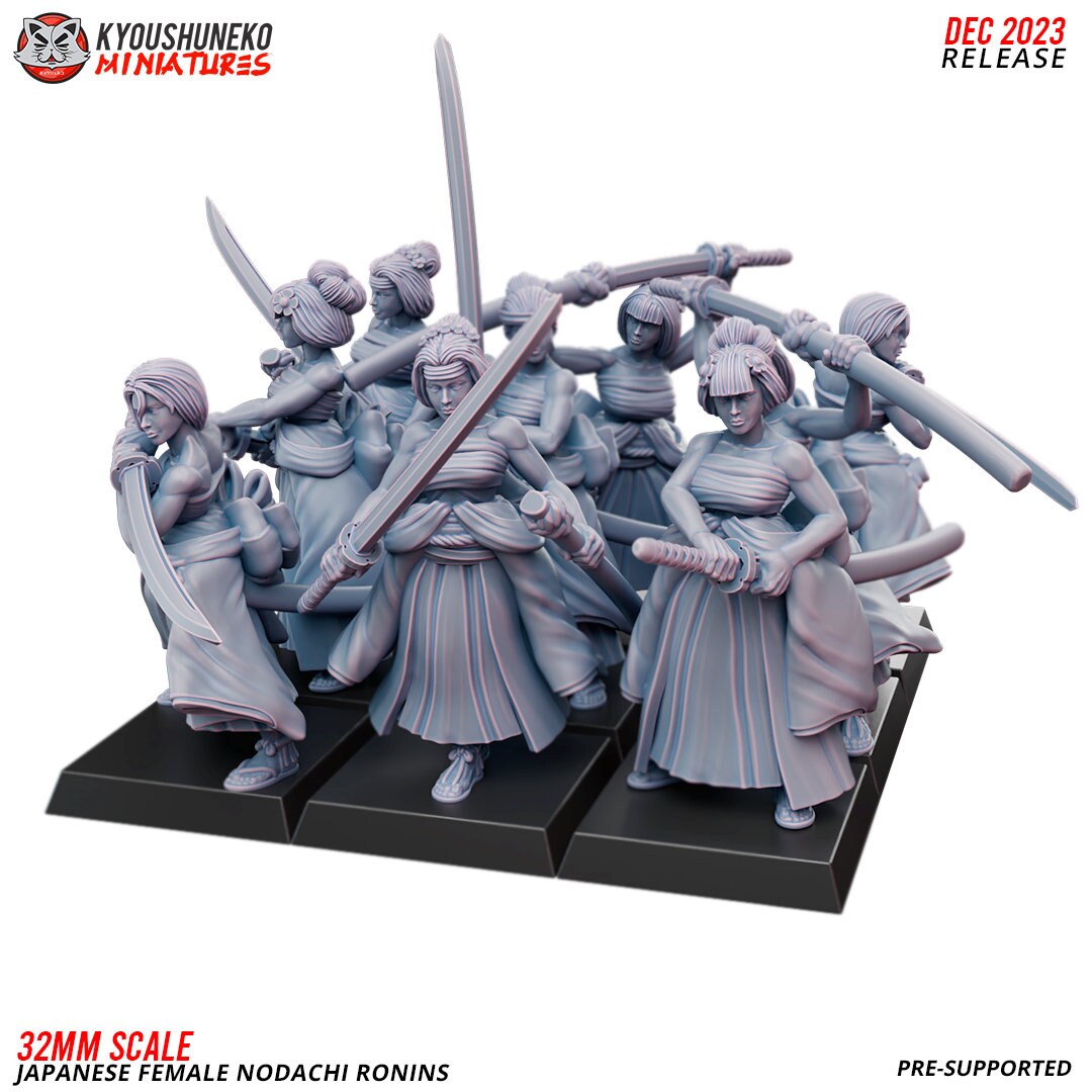 Japanese Female Nodachi Ronin | Resin 3D Printed Miniatures | Kyoushuneko | Table Top Gaming | RPG | D&D | Pathfinder