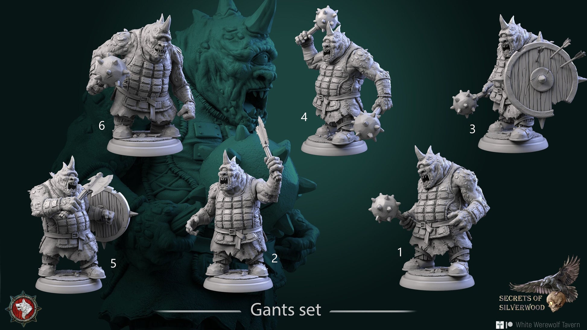 Gunts Set | Six Poses | Secrets of Silverwood | Resin 3D Printed Miniature | White Werewolf Tavern | RPG | D&D | DnD