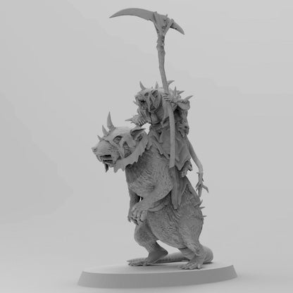 Mounted Poxed Rat Priest | Ratmen Resin 3D Printed Miniature | RPG | D&D | DnD| EmanG |