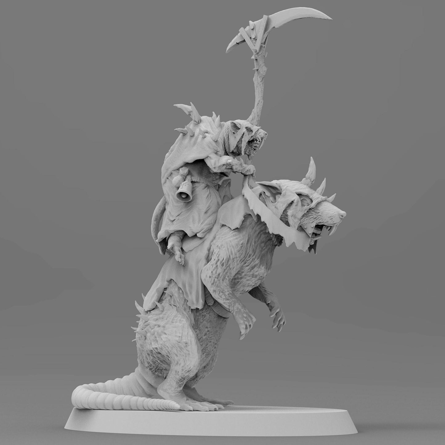 Mounted Poxed Rat Priest | Ratmen Resin 3D Printed Miniature | Warhammer Proxy | RPG | D&D | DnD| EmanG |