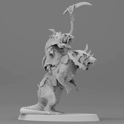 Mounted Poxed Rat Priest | Ratmen Resin 3D Printed Miniature | RPG | D&D | DnD| EmanG |