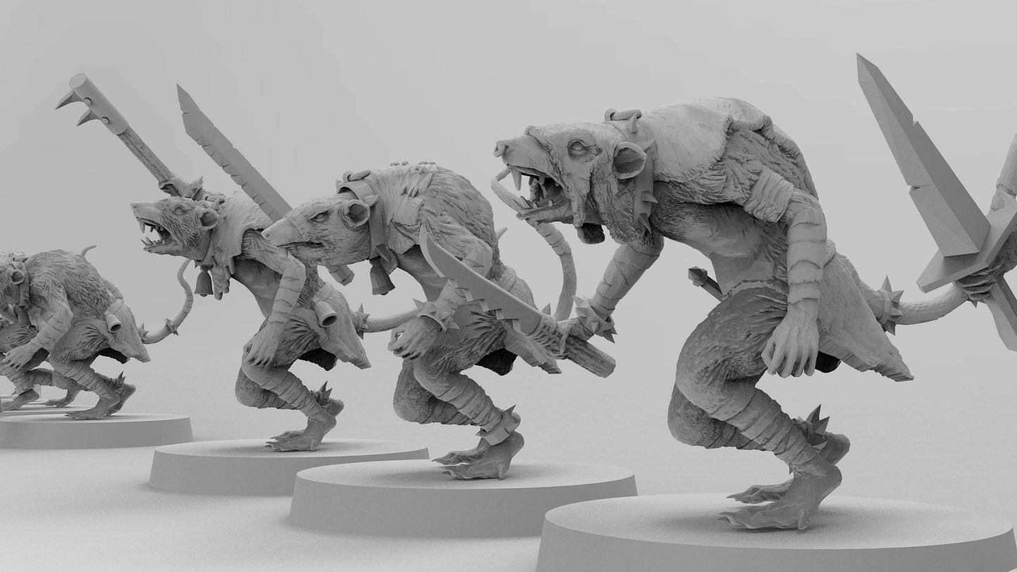 Ratmen Slaves (Hand Weapons) | Ratmen Resin 3D Printed Miniature | Warhammer Proxy | RPG | D&D | DnD| EmanG |