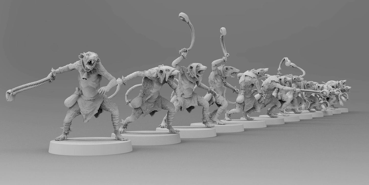 Ratmen Slaves (Slings) | Ratmen Resin 3D Printed Miniature | Warhammer Proxy | RPG | D&D | DnD| EmanG |