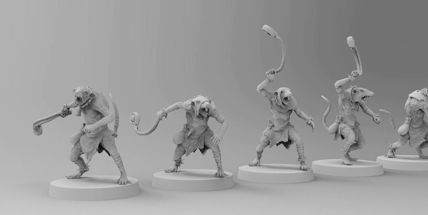 Ratmen Slaves (Slings) | Ratmen Resin 3D Printed Miniature | Warhammer Proxy | RPG | D&D | DnD| EmanG |