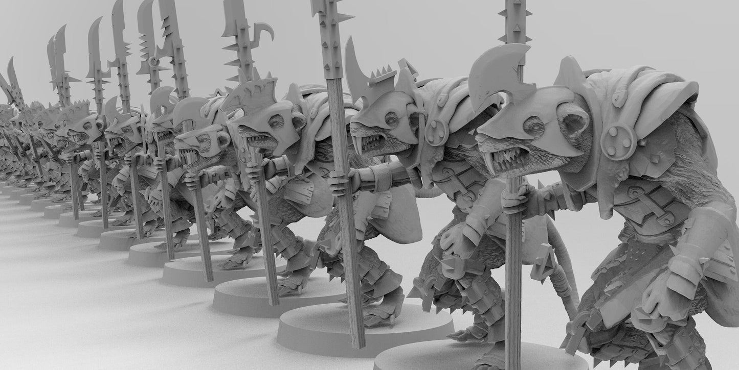 Typhoon Rodents (Halberds) | Ratmen Resin 3D Printed Miniature | Warhammer Proxy | RPG | D&D | DnD | EmanG |