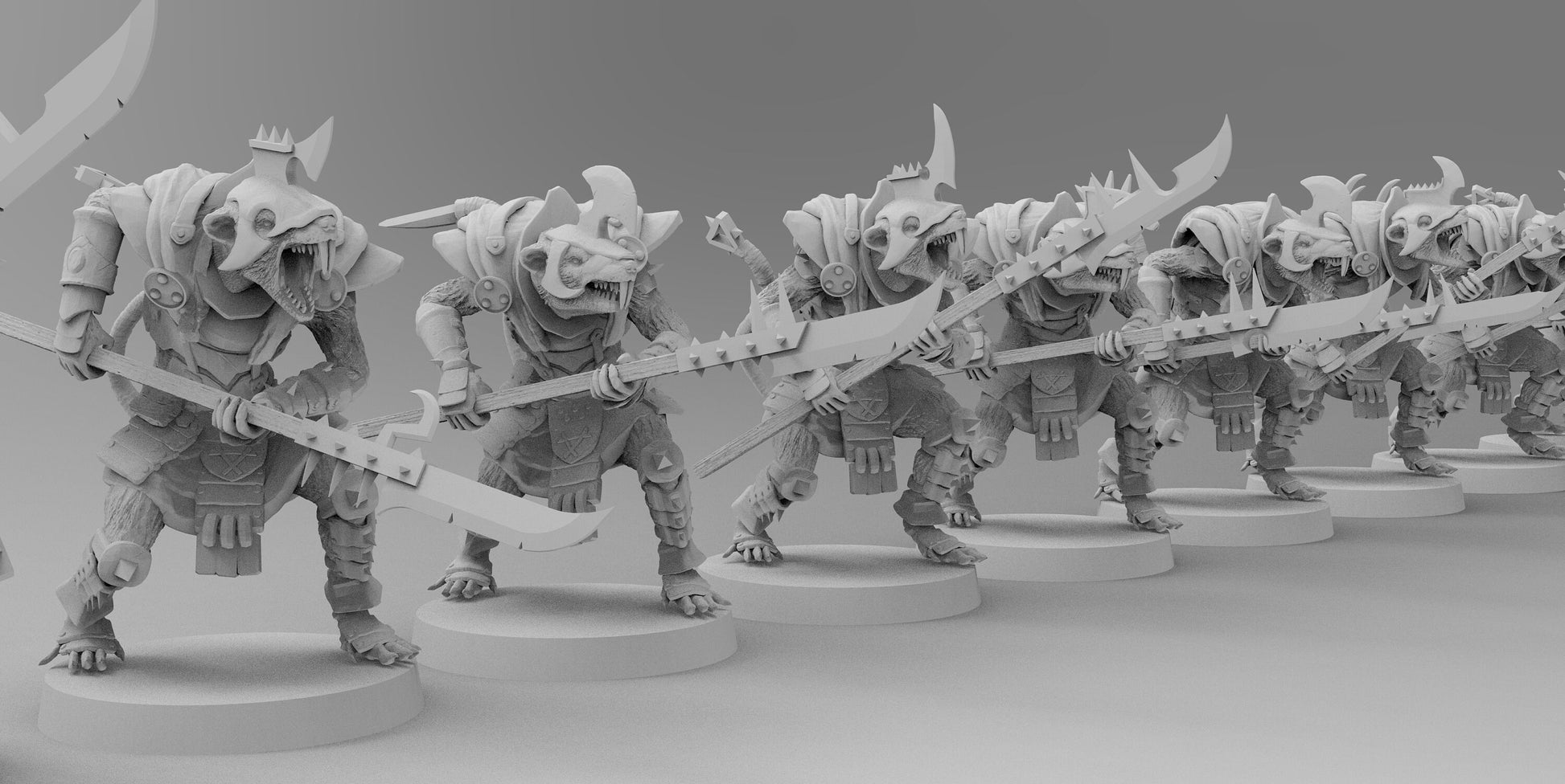 Typhoon Rodents (Halberds) | Ratmen Resin 3D Printed Miniature | Warhammer Proxy | RPG | D&D | DnD | EmanG |