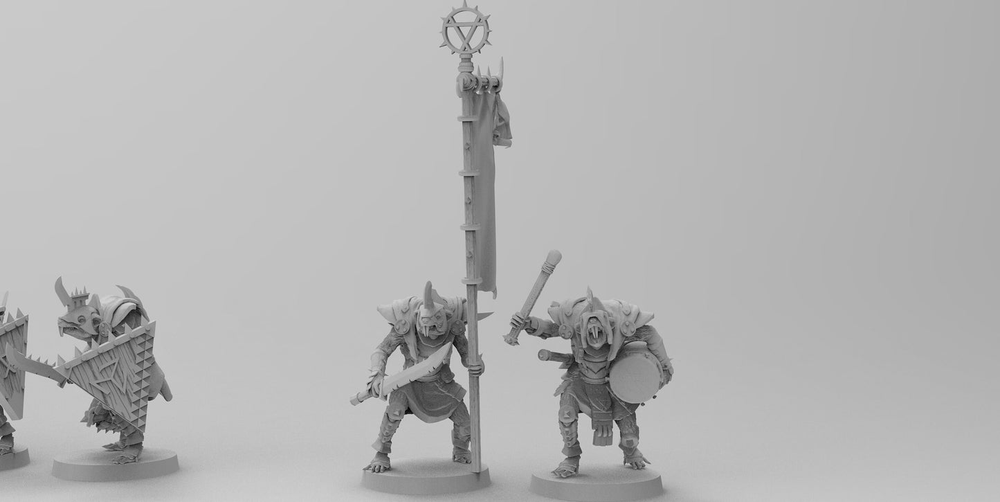 Typhoon Rodents (Halberds) | Ratmen Resin 3D Printed Miniature | Warhammer Proxy | RPG | D&D | DnD | EmanG |