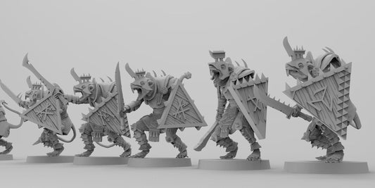 Typhoon Rodents (Swords and Shields) | Ratmen Resin 3D Printed Miniature | Warhammer Proxy | RPG | D&D | DnD | EmanG |