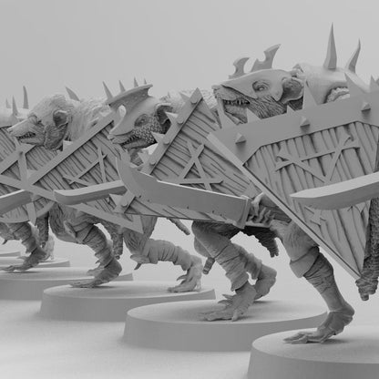 Gang of Ratmen (Spears) | Ratmen Resin 3D Printed Miniature | RPG | D&D | DnD | EmanG |