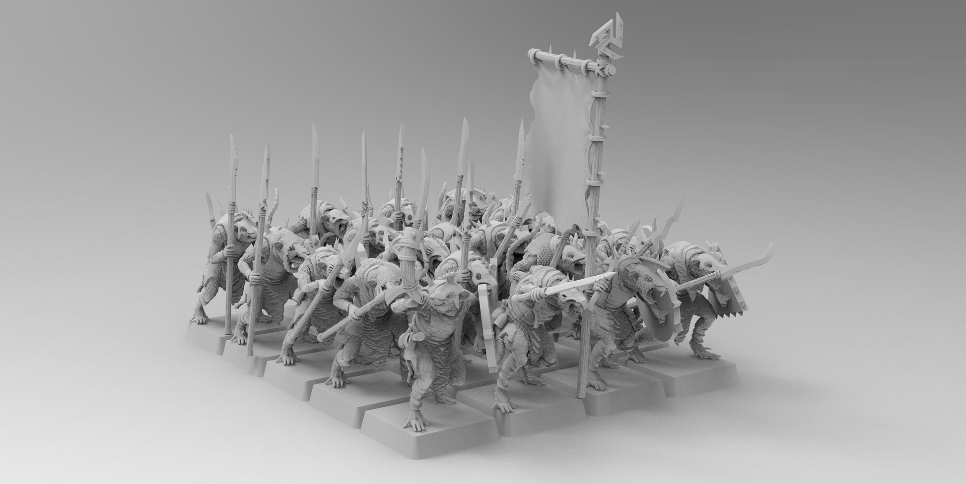 Gang of Ratmen (Spears) | Ratmen Resin 3D Printed Miniature | Warhammer Proxy | RPG | D&D | DnD | EmanG |