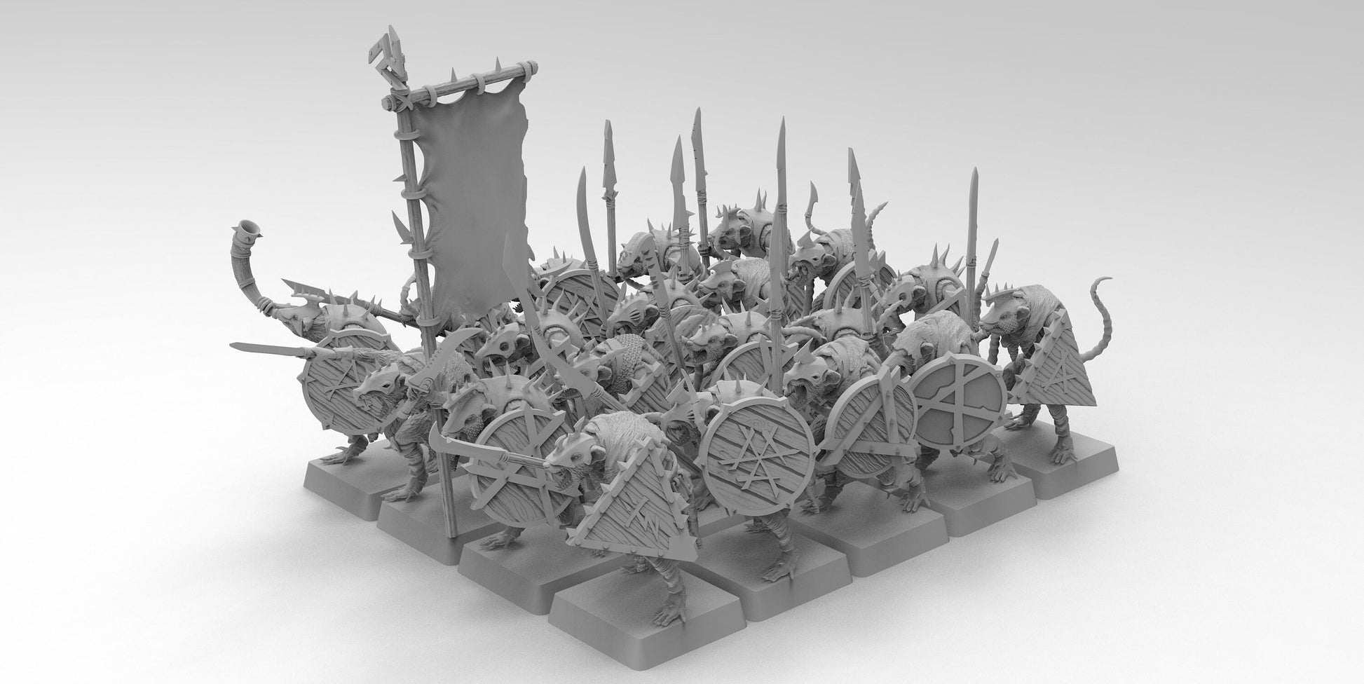 Gang of Ratmen (Spears) | Ratmen Resin 3D Printed Miniature | Warhammer Proxy | RPG | D&D | DnD | EmanG |