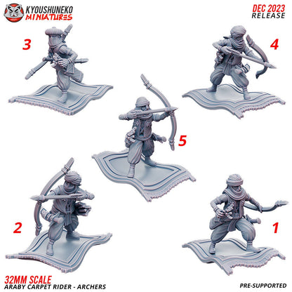 Araby Carpet Archers | Resin 3D Printed Miniatures | Kyoushuneko | Table Top Gaming | RPG | D&D | Pathfinder