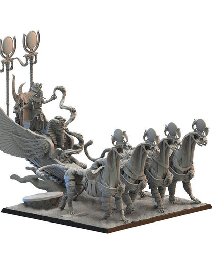 Pharaoh Akhenaten on Sta Chariot | Undying Dynasties | Lost Kingdom Miniatures | Kings of War | RPG | D&D | Tabletop