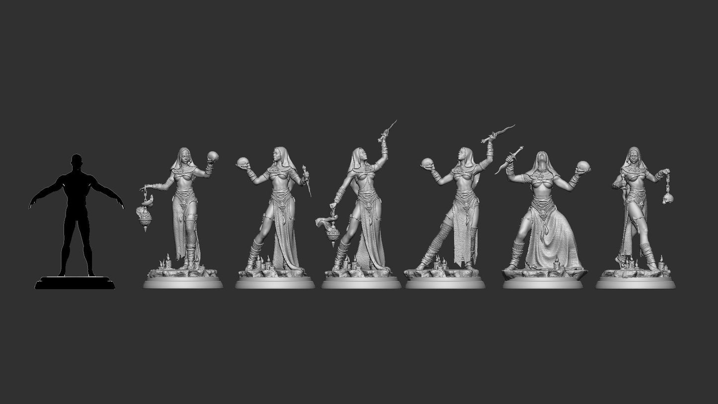 Cultist Girls Set | Six Poses | Order Of The Grave Whisper | Resin 3D Printed Miniature | White Werewolf Tavern