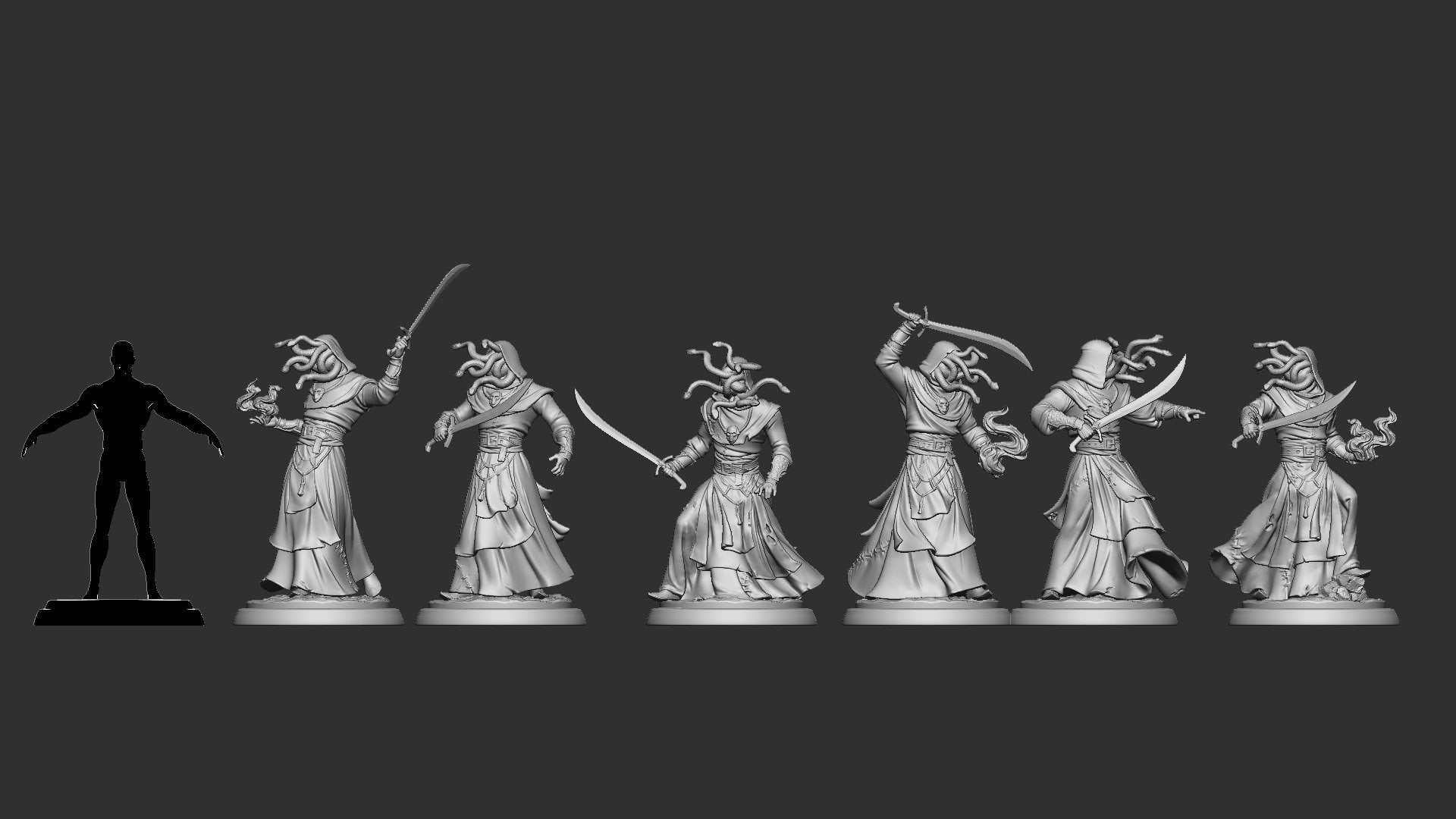 Snakehead Cultists Set | Six Poses | Order Of The Grave Whisper | Resin 3D Printed Miniature | White Werewolf Tavern